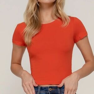 Free People Vibrant Orange Crop Top